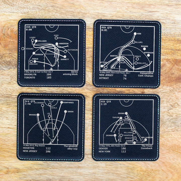 Brooklyn Nets Greatest Plays: Leatherette Coasters (Set of 4)