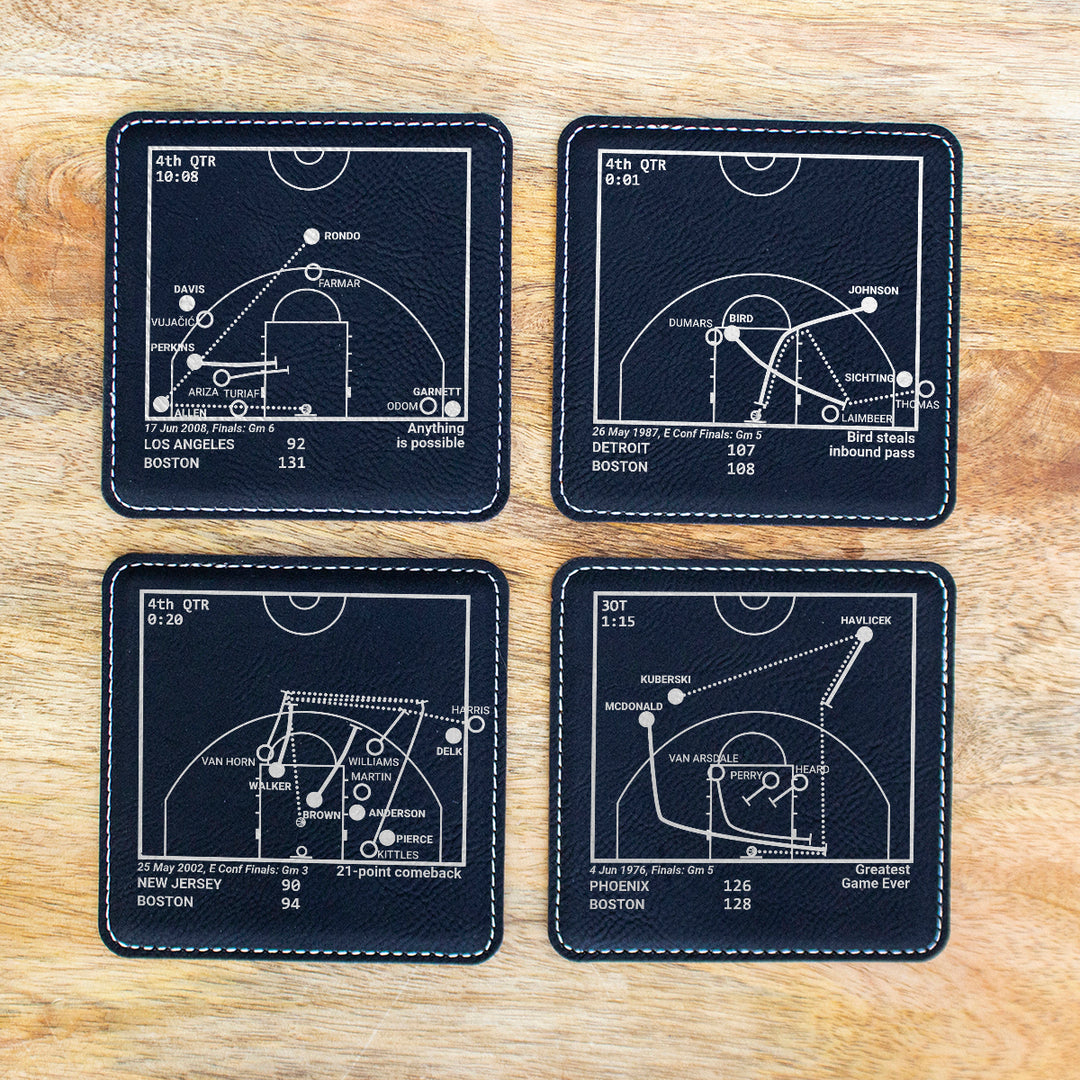 Boston Celtics Greatest Plays: Leatherette Coasters (Set of 4)