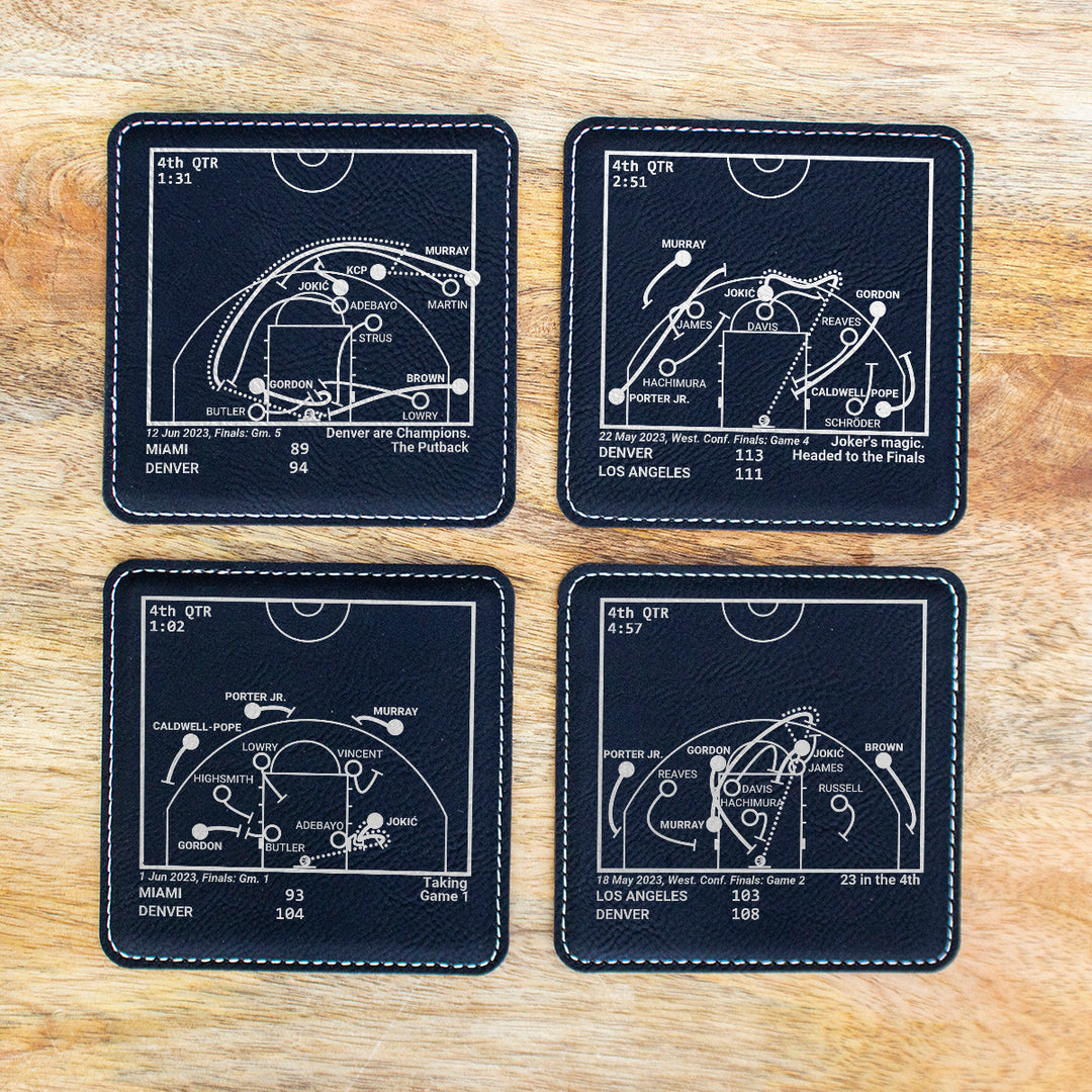 <b>2023 Champions</b> Nuggets Plays: Leatherette Coasters (Set of 4)