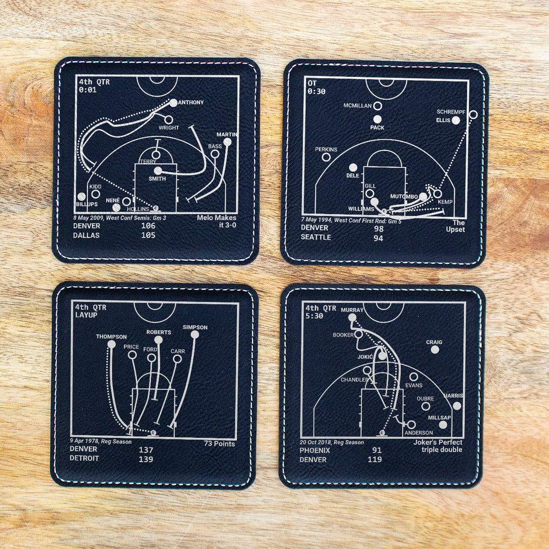 Denver Nuggets Greatest Plays: Leatherette Coasters (Set of 4)
