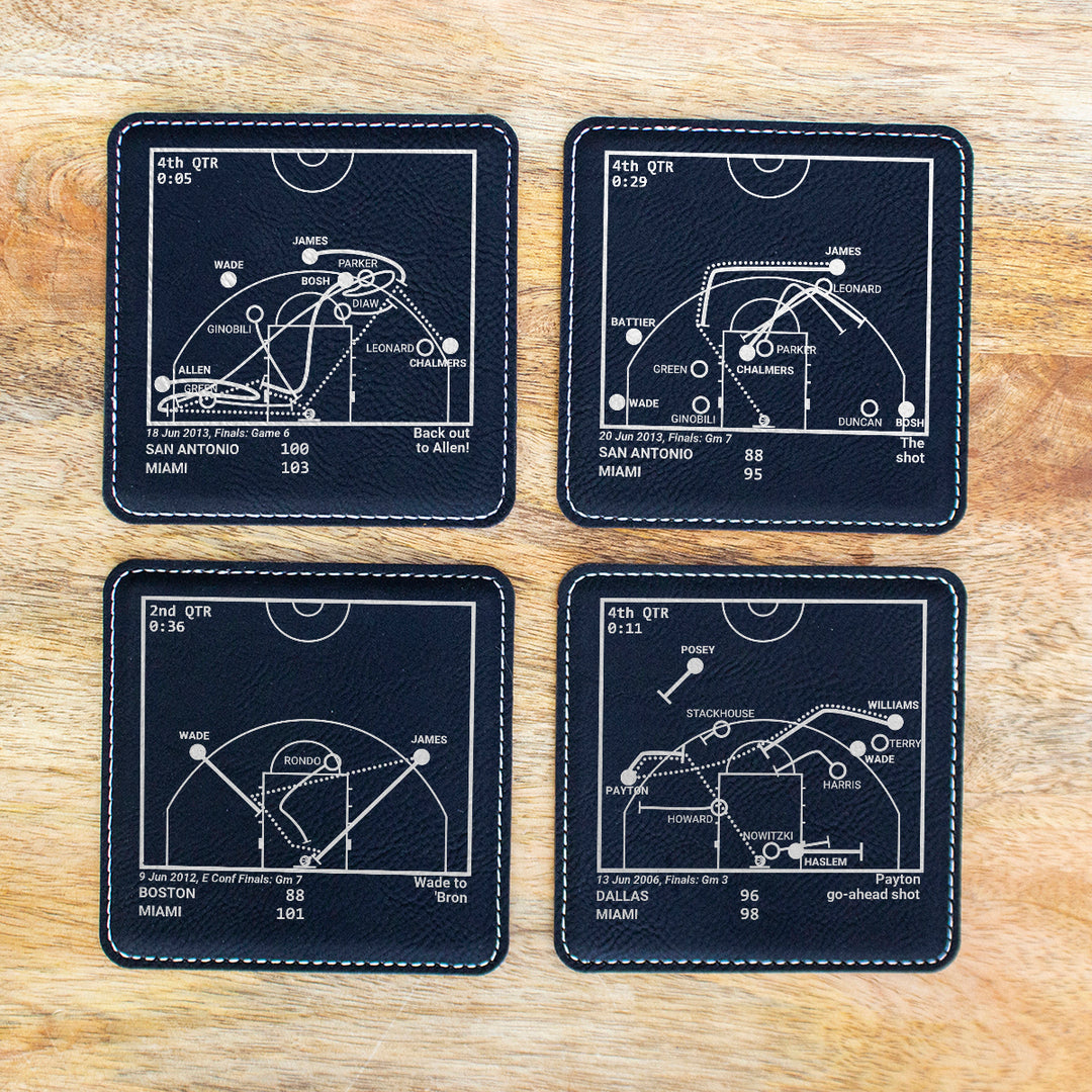 Miami Heat Greatest Plays: Leatherette Coasters (Set of 4)