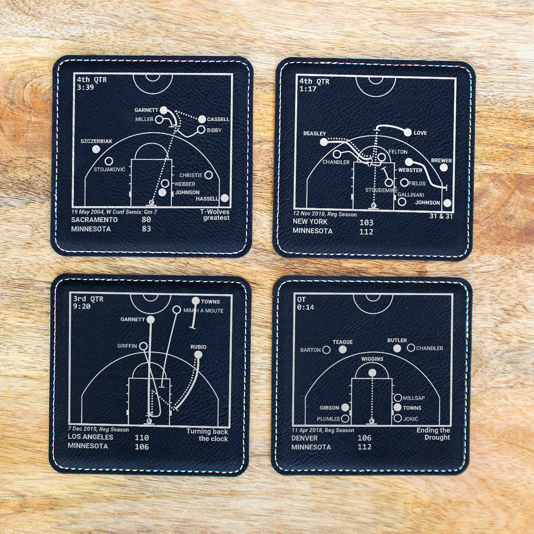 Minnesota Timberwolves Greatest Plays: Leatherette Coasters (Set of 4)