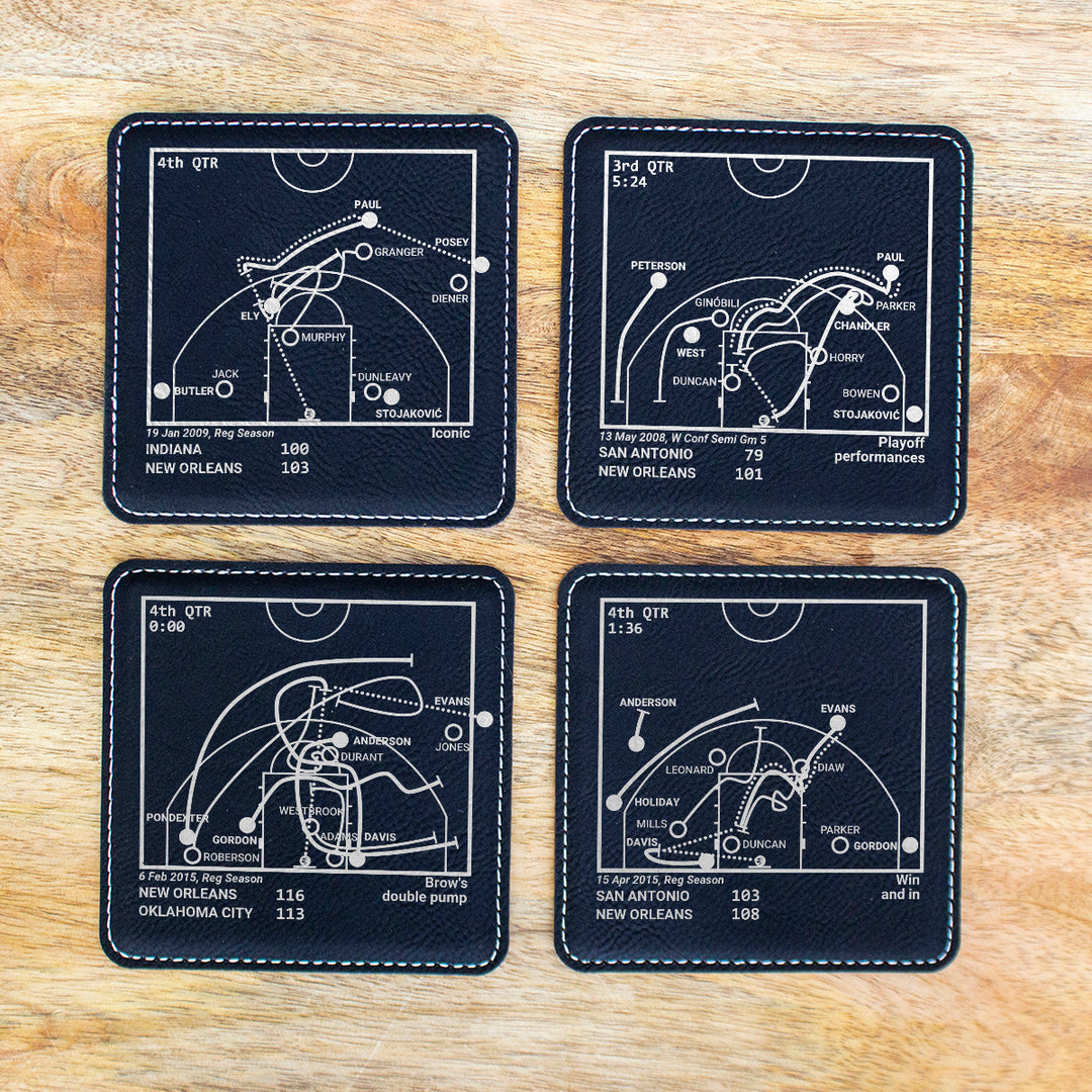 New Orleans Pelicans Greatest Plays: Leatherette Coasters (Set of 4)