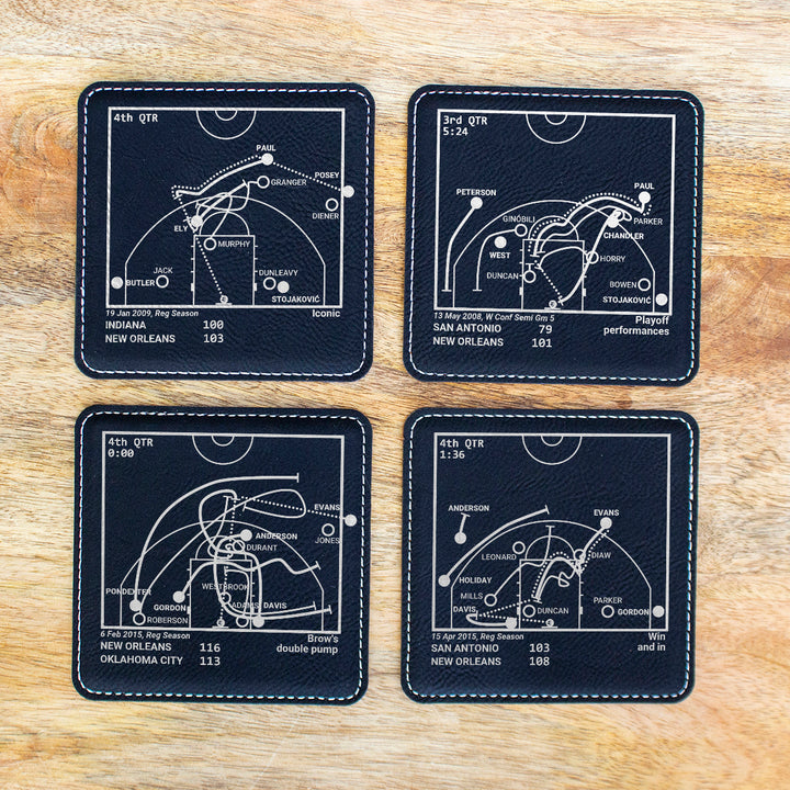 New Orleans Pelicans Greatest Plays: Leatherette Coasters (Set of 4)