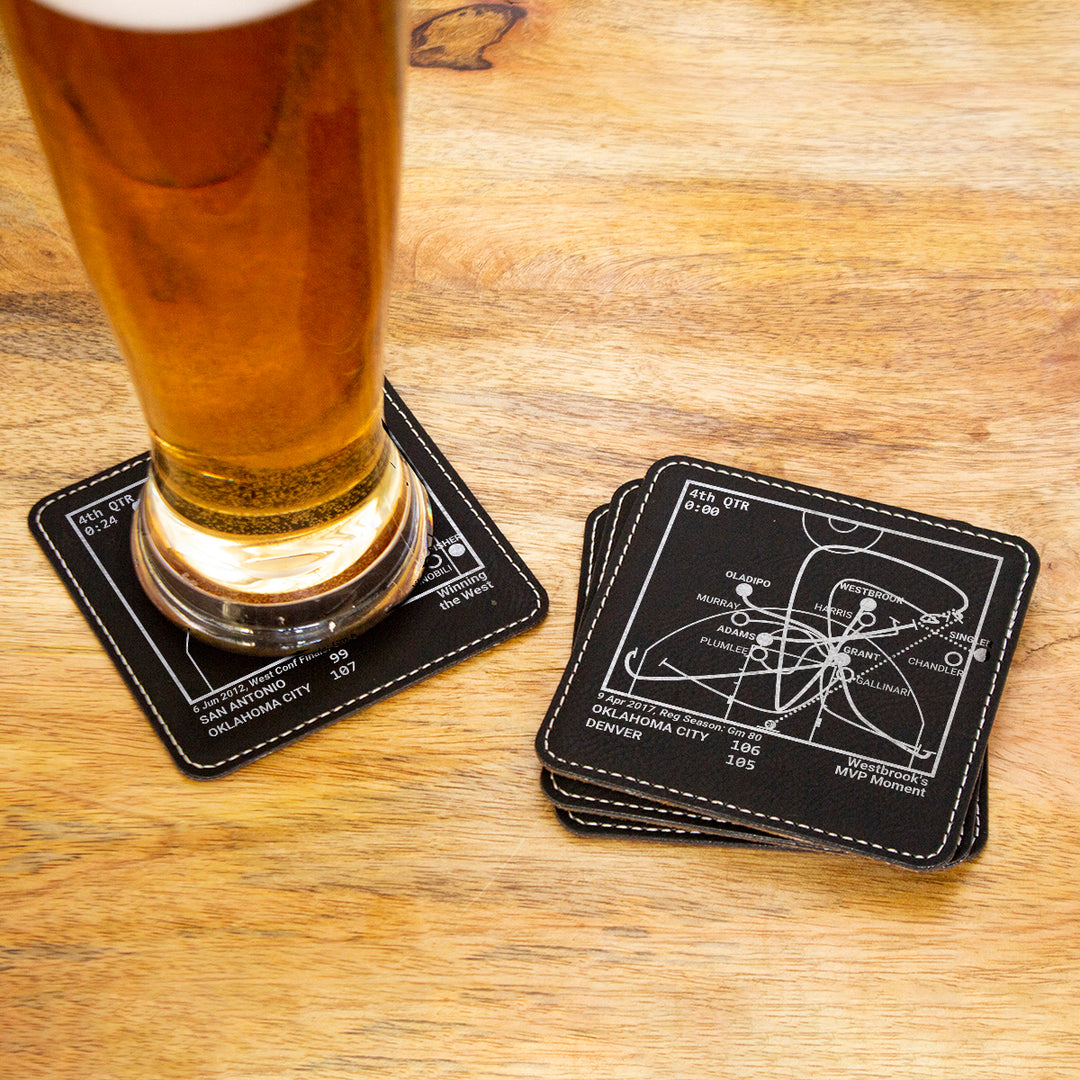 Oklahoma City Thunder Greatest Plays: Leatherette Coasters (Set of 4)