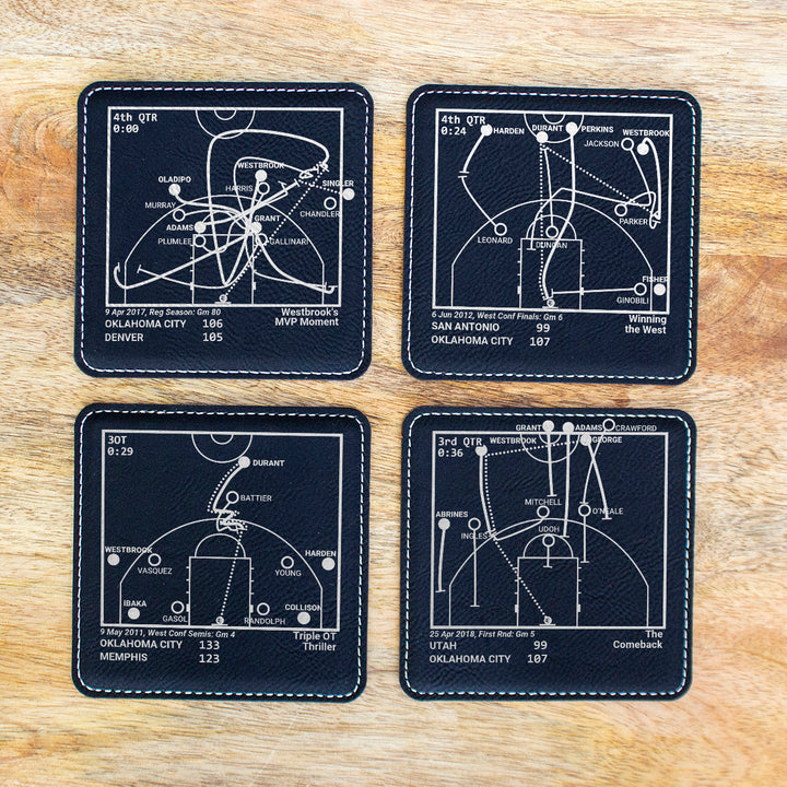 Oklahoma City Thunder Greatest Plays: Leatherette Coasters (Set of 4)