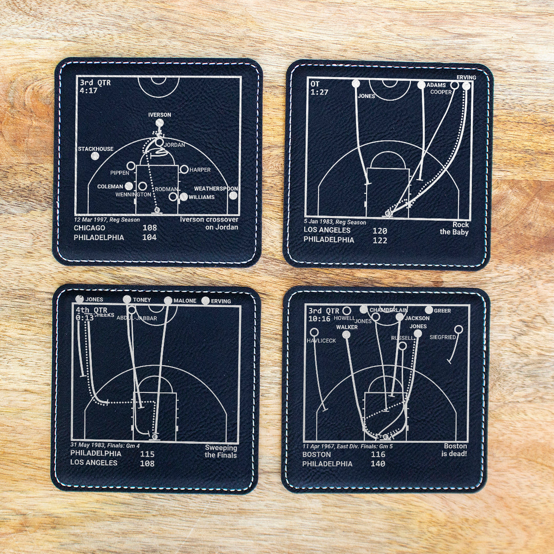 Philadelphia Sixers Greatest Plays: Leatherette Coasters (Set of 4)