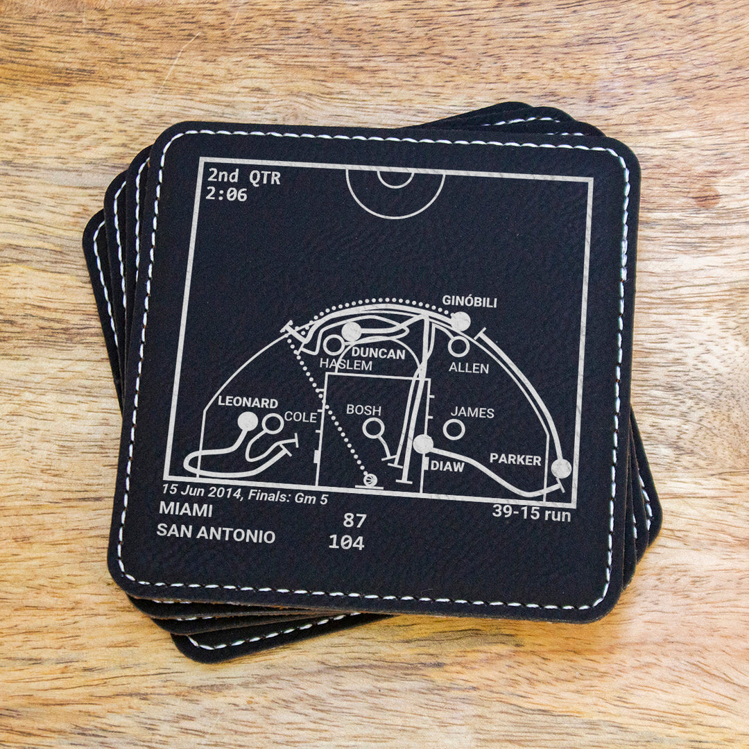 San Antonio Spurs Greatest Plays: Leatherette Coasters (Set of 4)