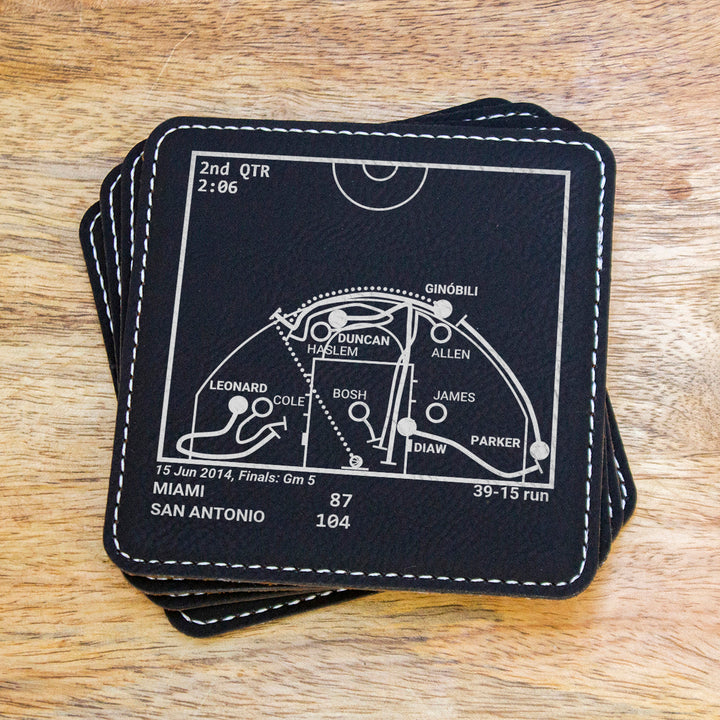 San Antonio Spurs Greatest Plays: Leatherette Coasters (Set of 4)