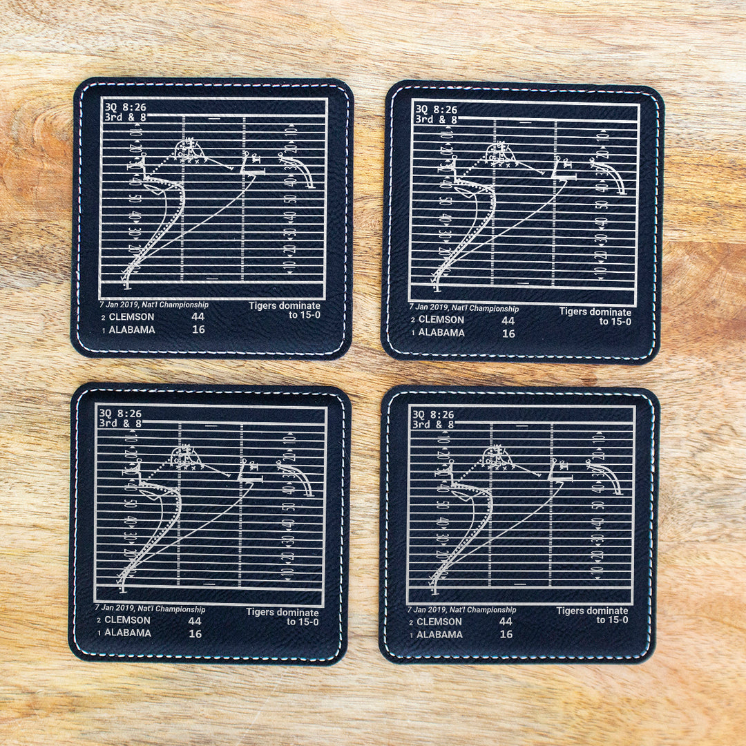 <b>2019 Champions</b> Clemson Football Plays: Leatherette Coasters (Set of 4)