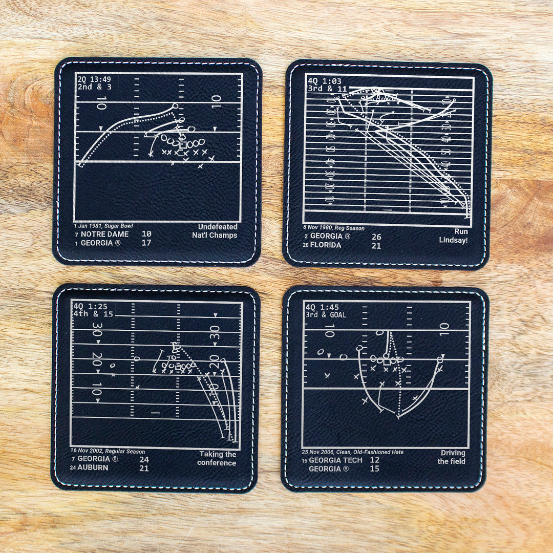 Georgia Football Greatest Plays: Leatherette Coasters (Set of 4)