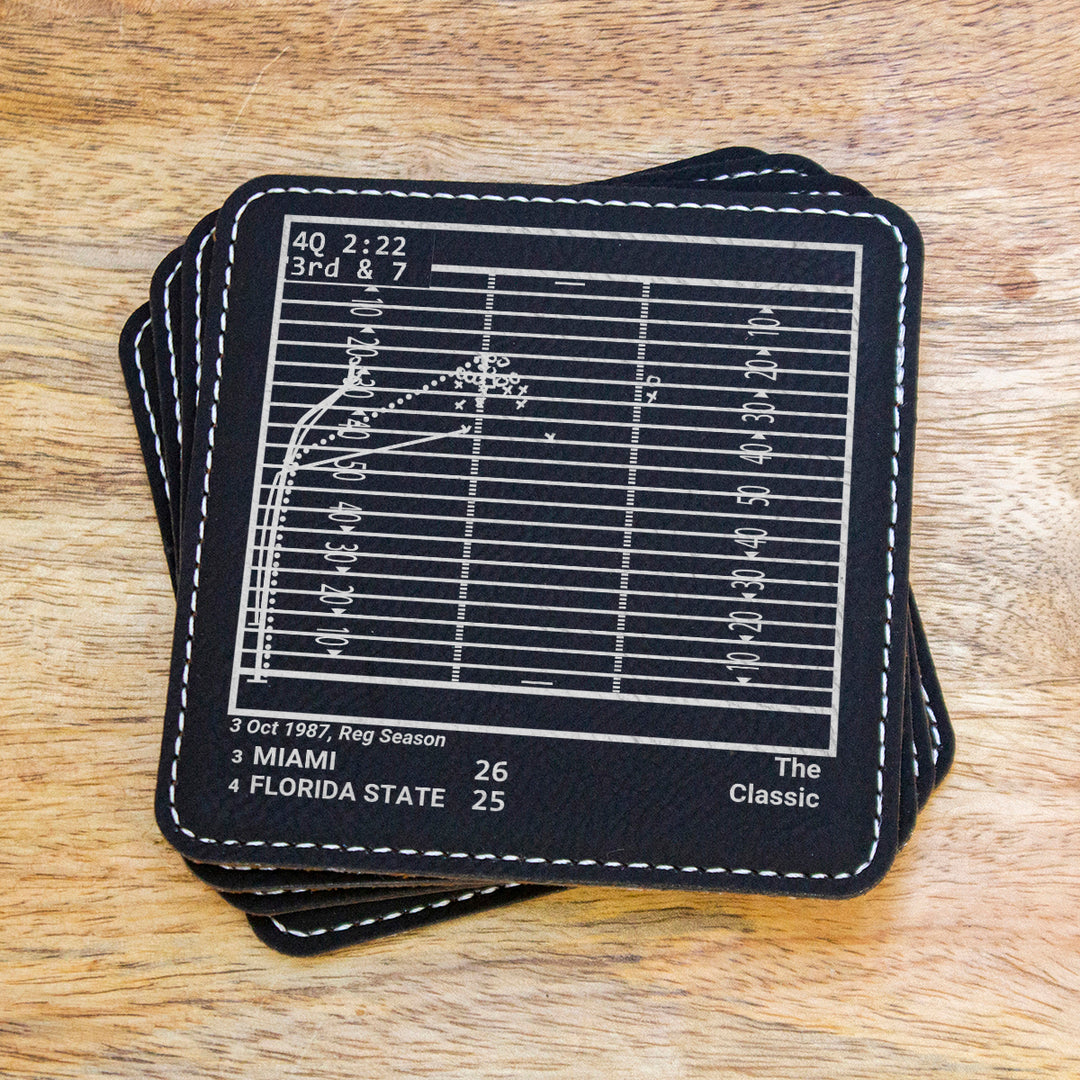 Miami Football Greatest Plays: Leatherette Coasters (Set of 4)