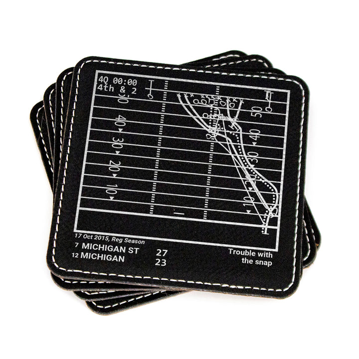 Michigan State Football Greatest Plays: Leatherette Coasters (Set of 4)