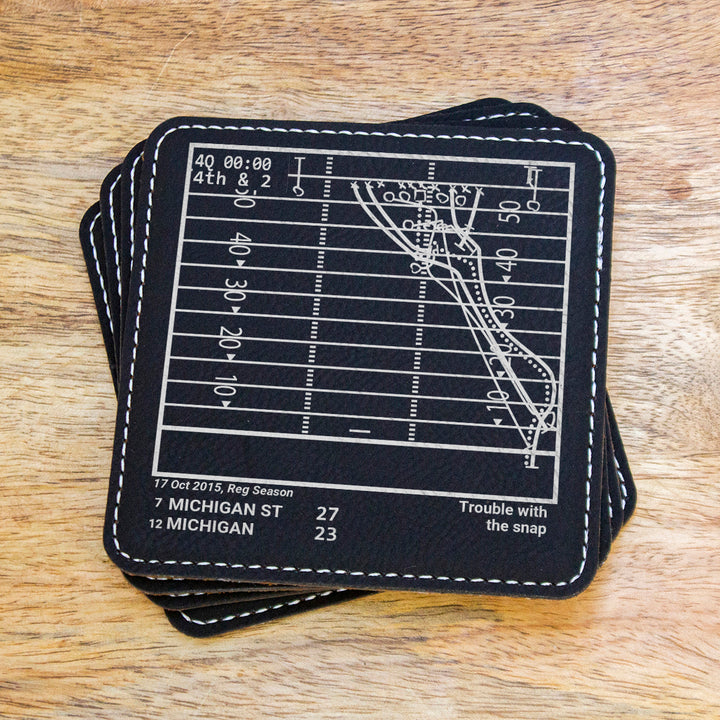 Michigan State Football Greatest Plays: Leatherette Coasters (Set of 4)
