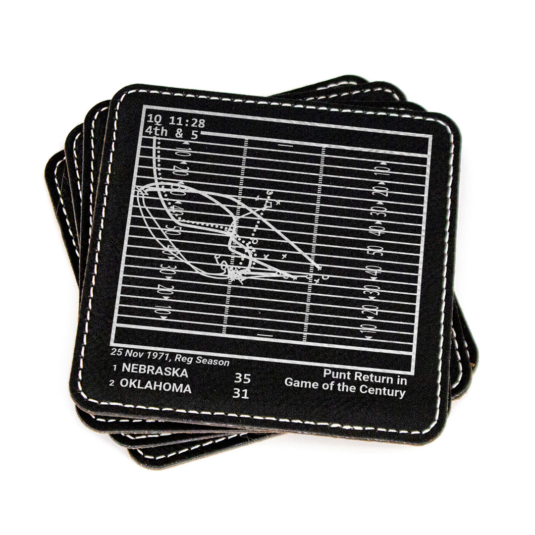 Nebraska Football Greatest Plays: Leatherette Coasters (Set of 4)