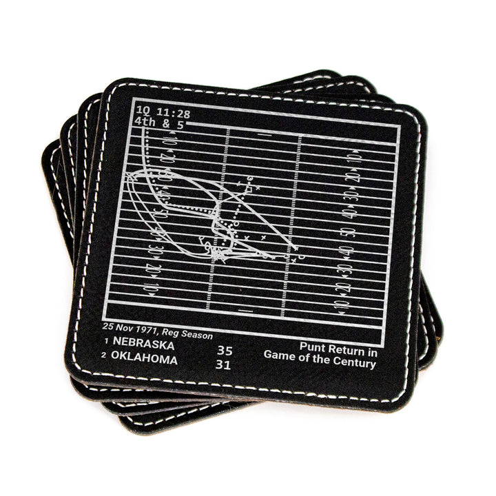 Nebraska Football Greatest Plays: Leatherette Coasters (Set of 4)