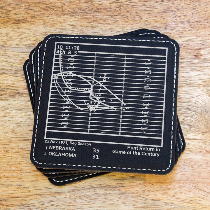 Nebraska Football Greatest Plays: Leatherette Coasters (Set of 4)