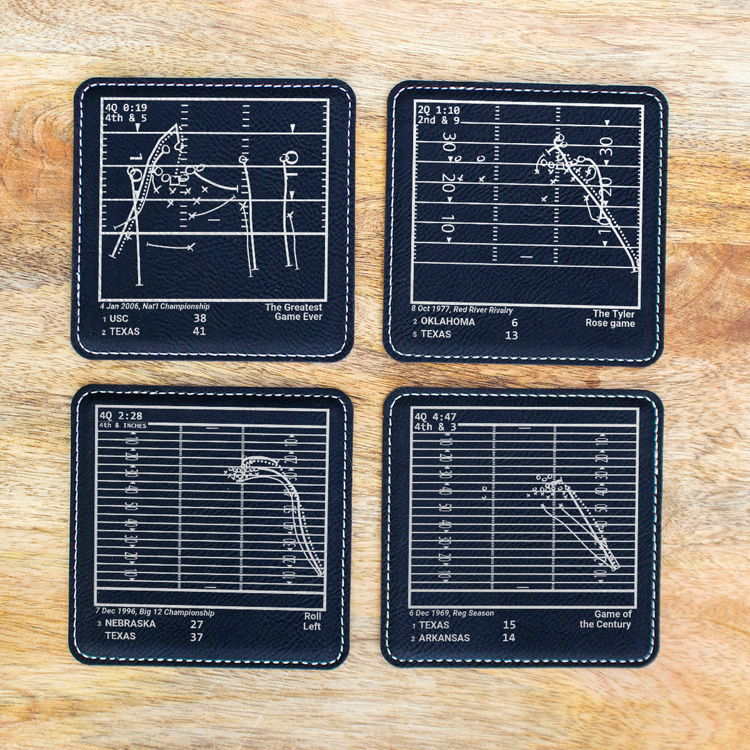 Texas Football Greatest Plays: Leatherette Coasters (Set of 4)