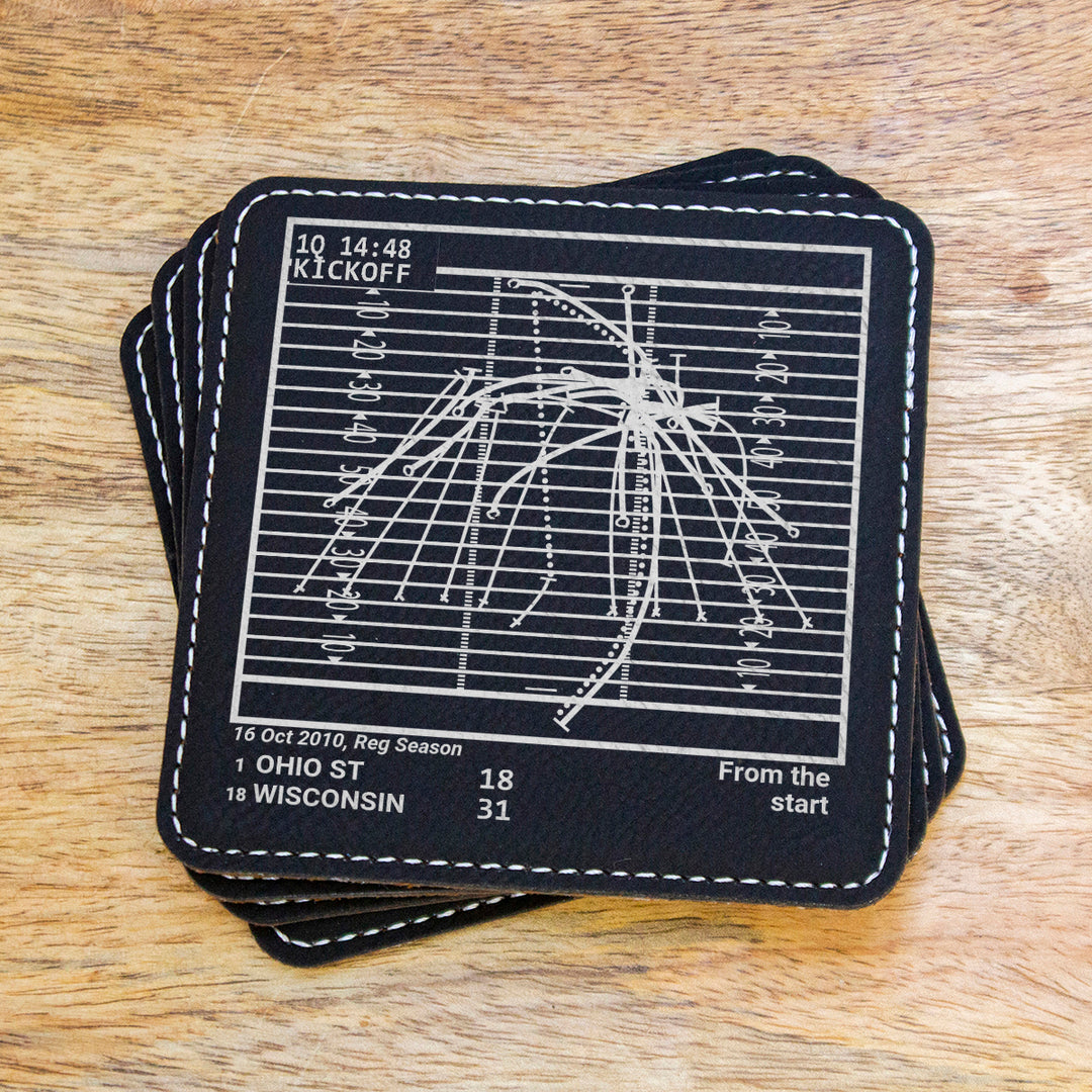 Wisconsin Football Greatest Plays: Leatherette Coasters (Set of 4)