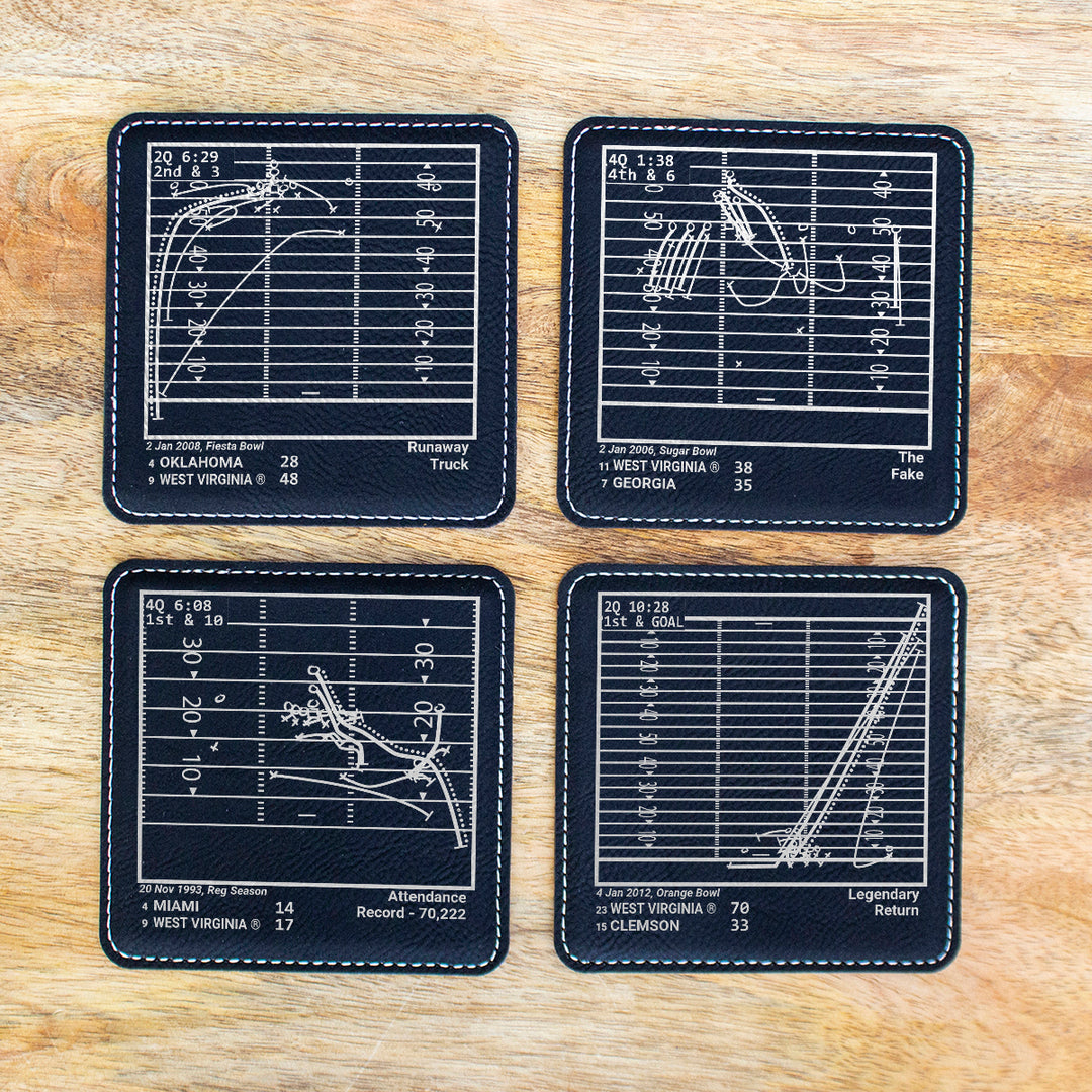 West Virginia Football Greatest Plays: Leatherette Coasters (Set of 4)
