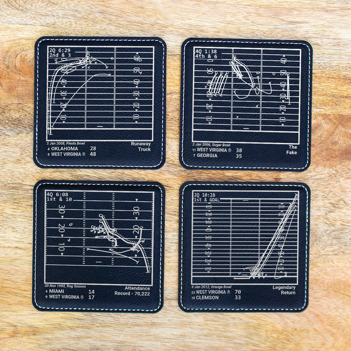 West Virginia Football Greatest Plays: Leatherette Coasters (Set of 4)
