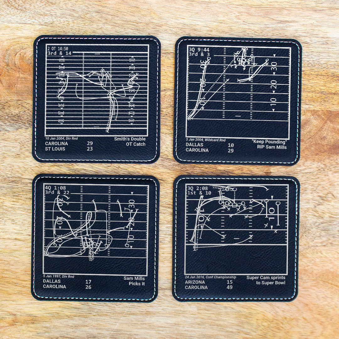 Carolina Panthers Greatest Plays: Leatherette Coasters (Set of 4)
