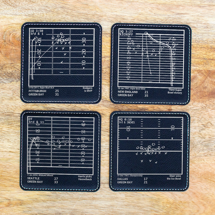 Green Bay Packers Greatest Plays: Leatherette Coasters (Set of 4)