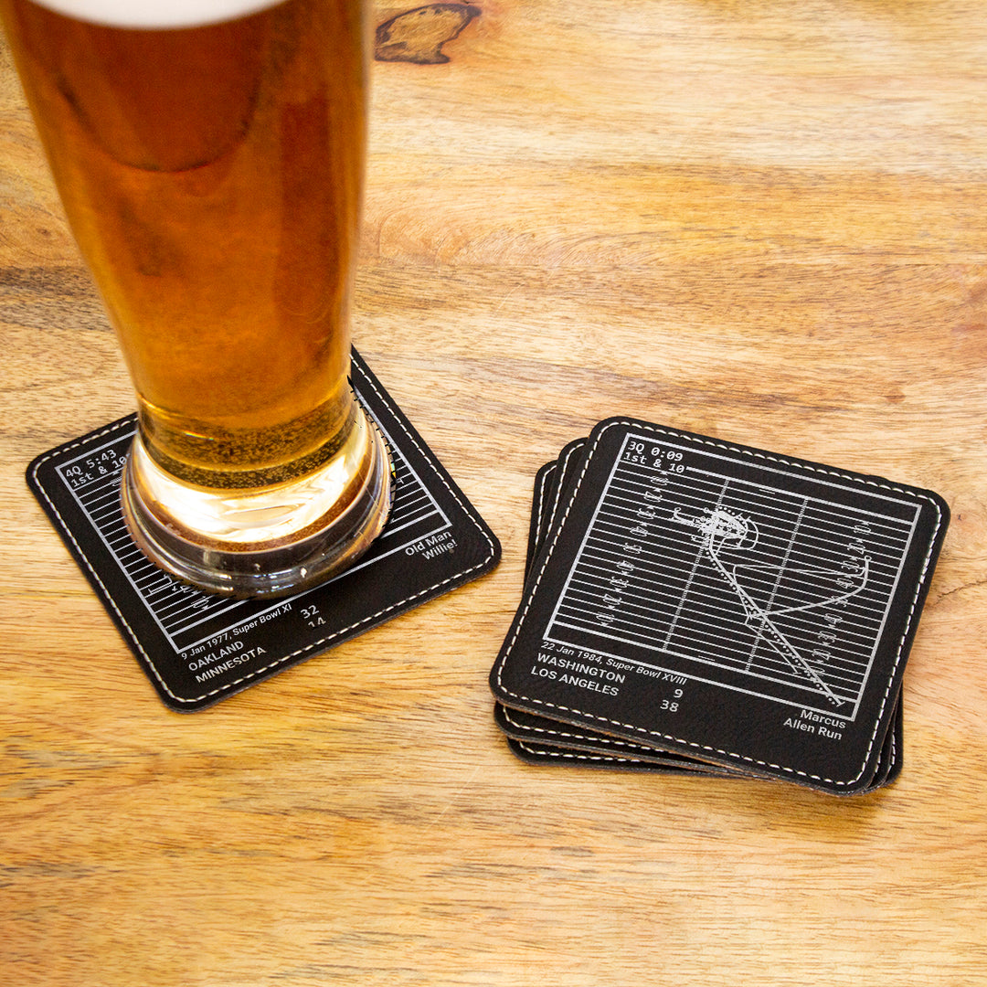 Oakland Raiders Greatest Plays: Leatherette Coasters (Set of 4)