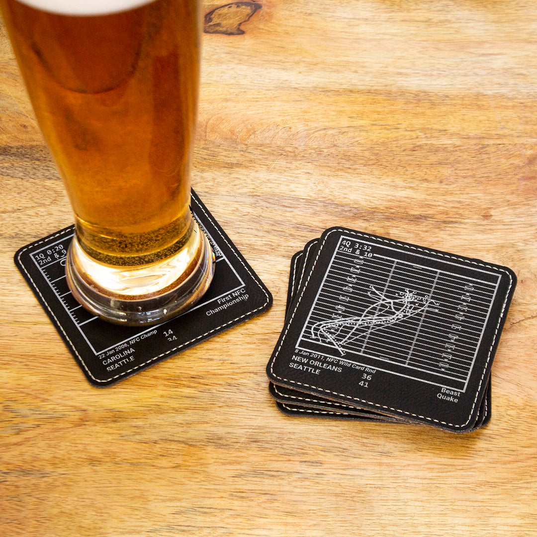 Seattle Seahawks Greatest Plays: Leatherette Coasters (Set of 4)