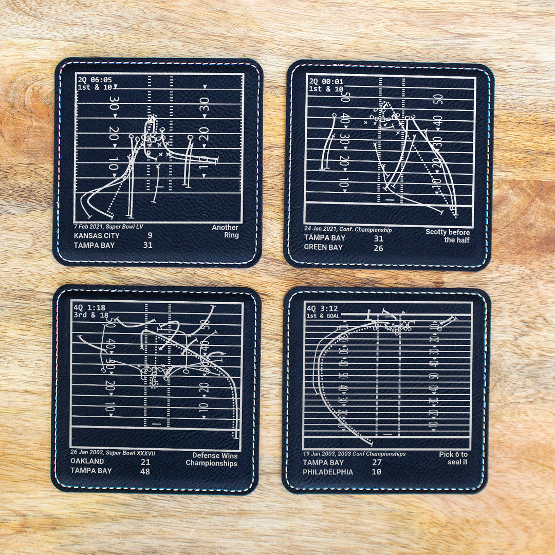 Tampa Bay Buccaneers Greatest Plays: Leatherette Coasters (Set of 4)