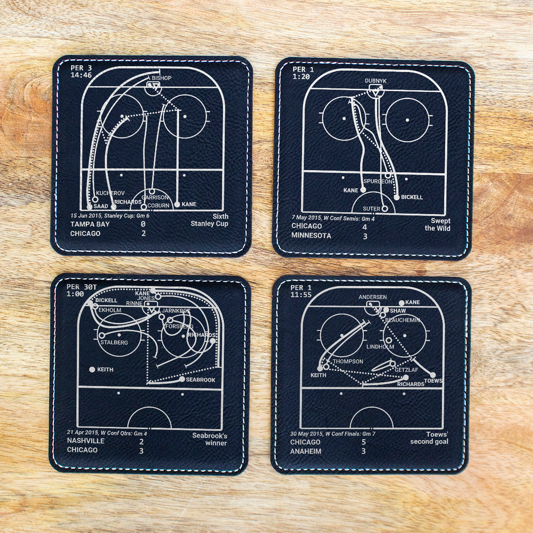 <b>2015 Champions</b> Blackhawks Plays: Leatherette Coasters (Set of 4)