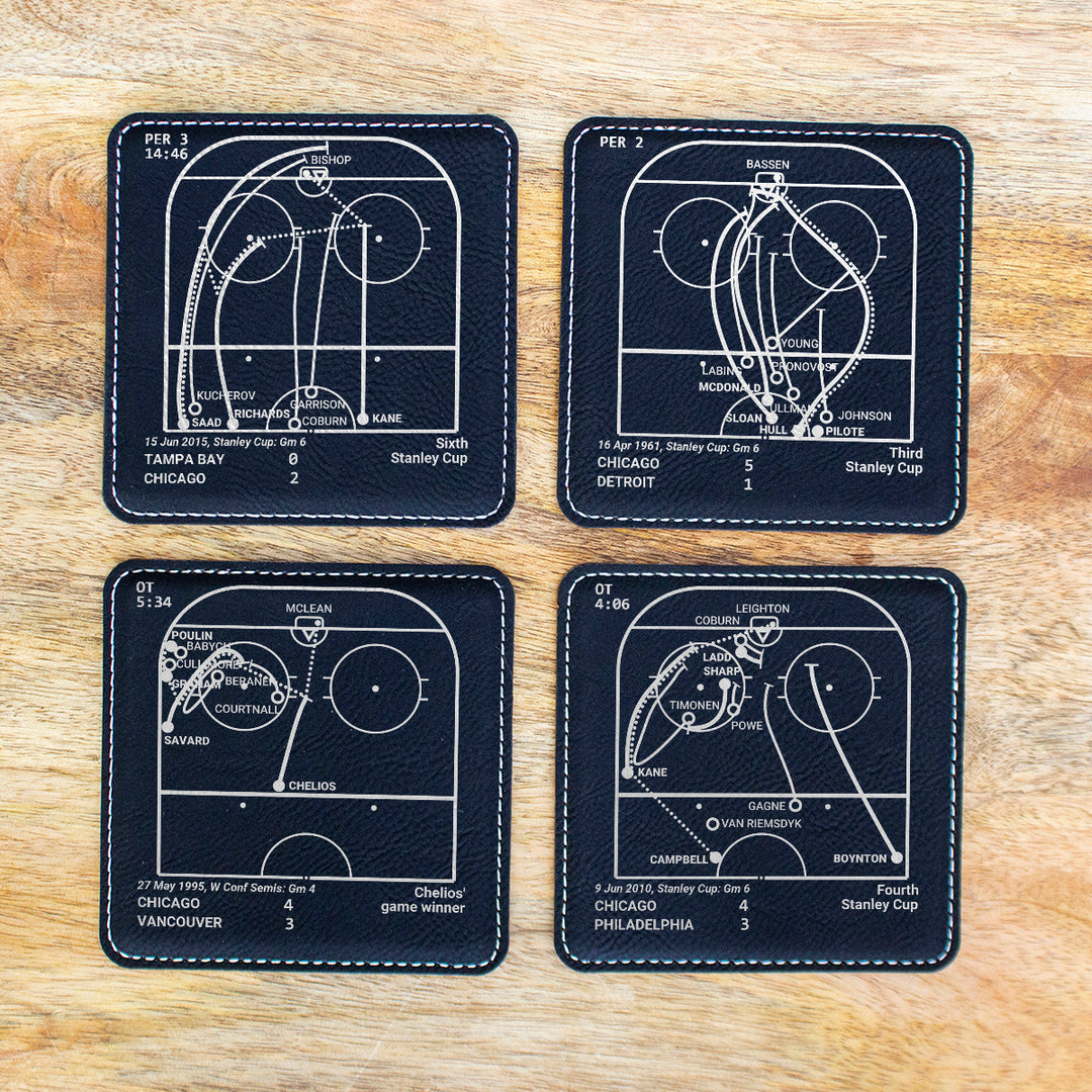 Chicago Blackhawks Greatest Goals: Leatherette Coasters (Set of 4)