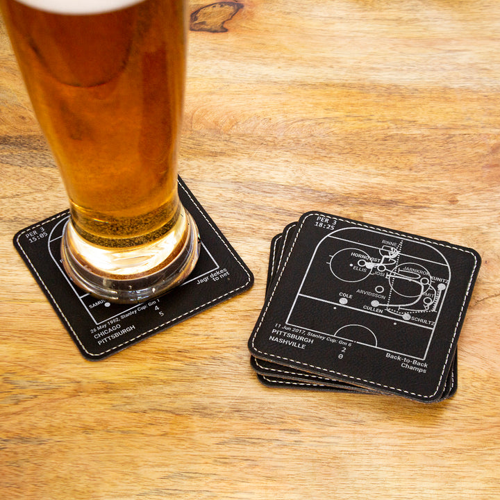 Pittsburgh Penguins Greatest Goals: Leatherette Coasters (Set of 4)