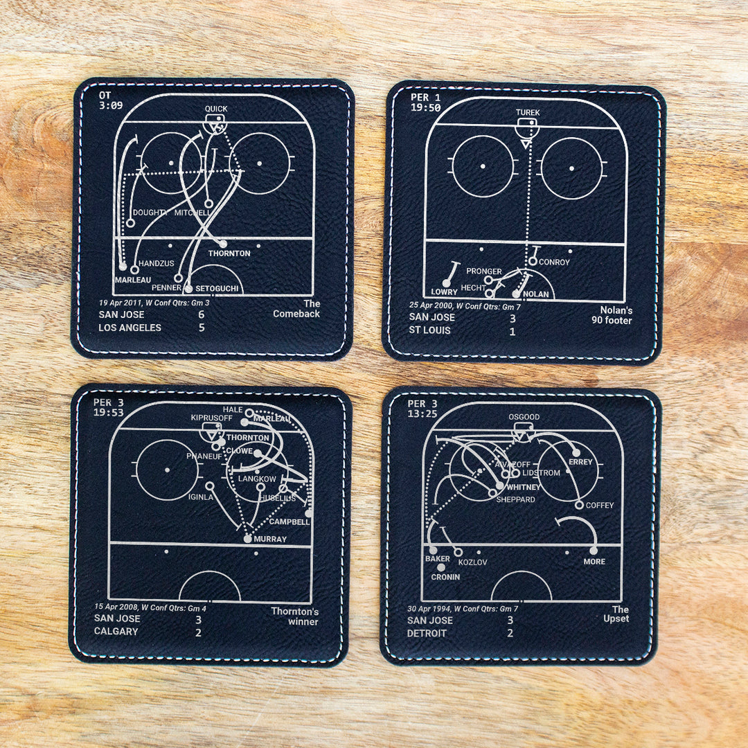 San Jose Sharks Greatest Goals: Leatherette Coasters (Set of 4)