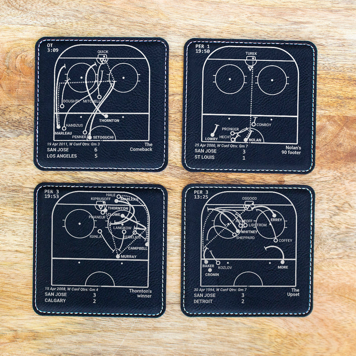San Jose Sharks Greatest Goals: Leatherette Coasters (Set of 4)