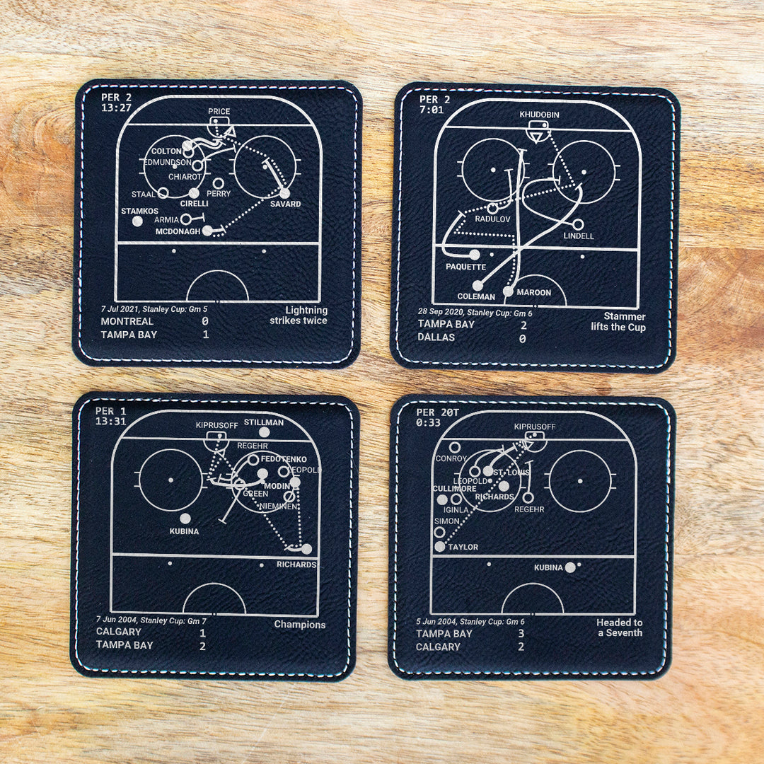 Tampa Bay Lightning Greatest Goals: Leatherette Coasters (Set of 4)