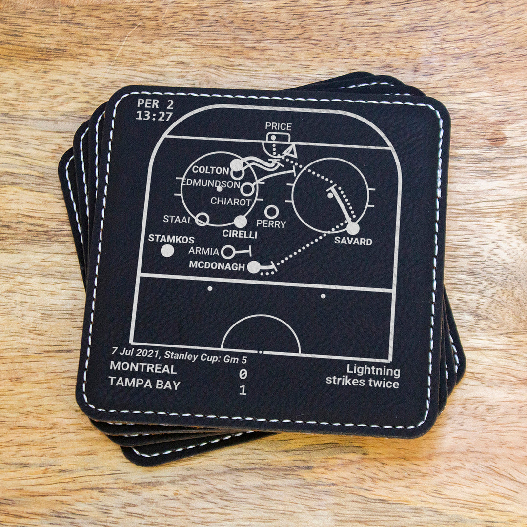 Tampa Bay Lightning Greatest Goals: Leatherette Coasters (Set of 4)