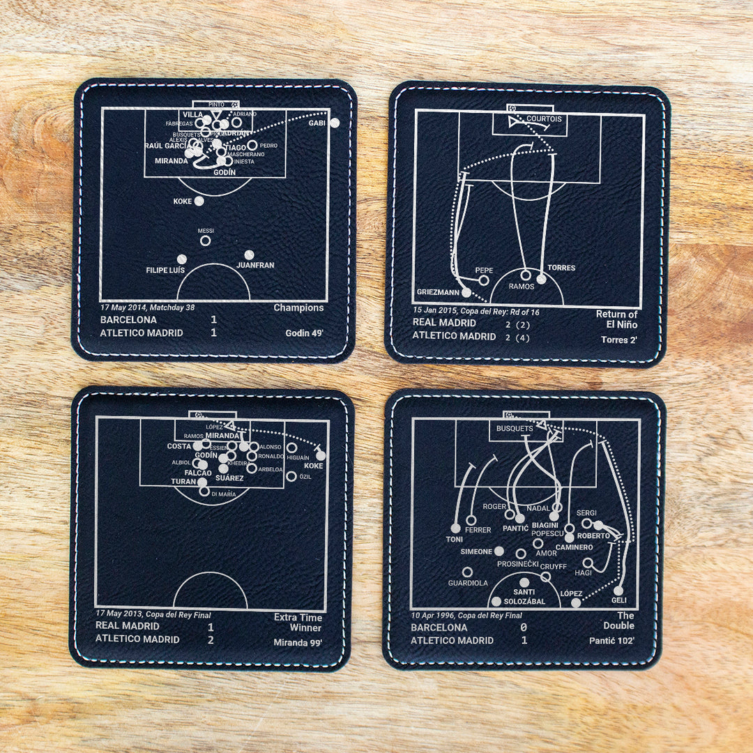 Atletico Madrid Greatest Goals: Leatherette Coasters (Set of 4)