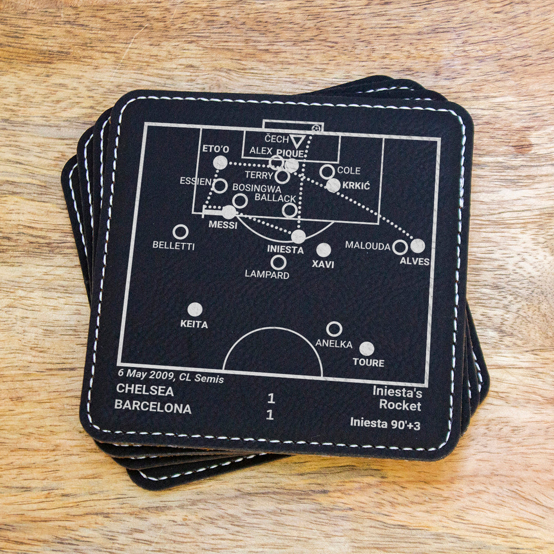 Barcelona Greatest Goals: Leatherette Coasters (Set of 4)