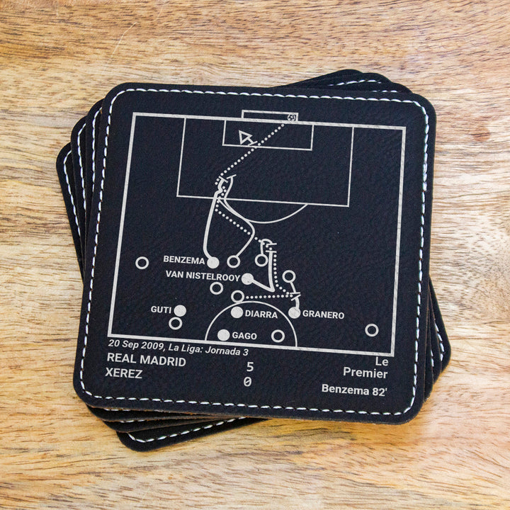 <b>Benzema Champions</b> Real Madrid Plays: Leatherette Coasters (Set of 4)