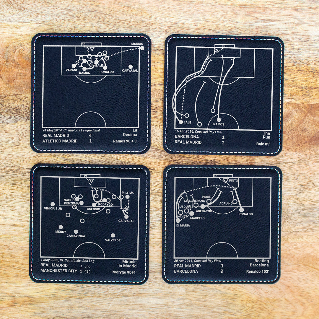Greatest Real Madrid Modern Plays: Leatherette Coasters (Set of 4)
