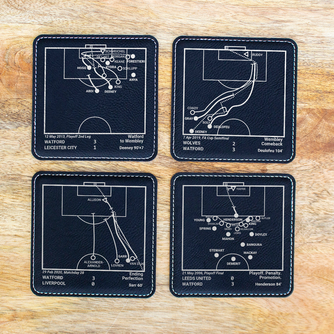 Watford Greatest Goals: Leatherette Coasters (Set of 4)