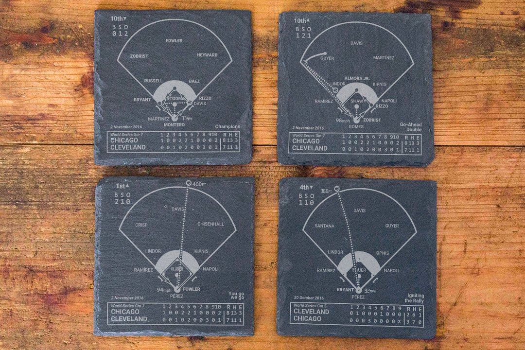 <b>2016 Champions</b> Cubs Plays: Slate Coasters (Set of 4)