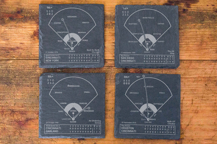 Cincinnati Reds Greatest Plays: Slate Coasters (Set of 4)
