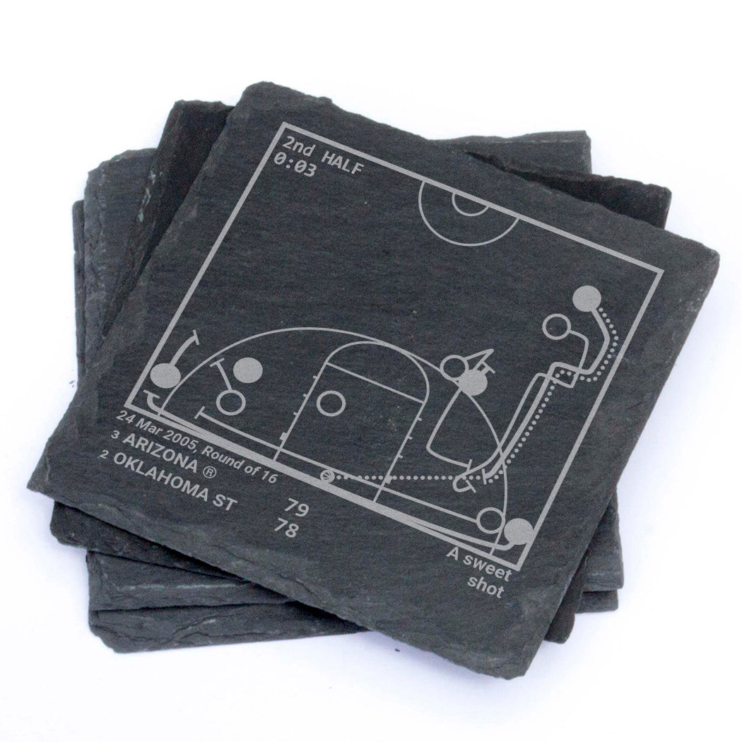Arizona Basketball Greatest Plays: Slate Coasters (Set of 4)