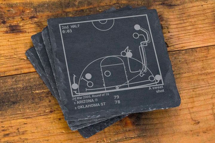 Arizona Basketball Greatest Plays: Slate Coasters (Set of 4)