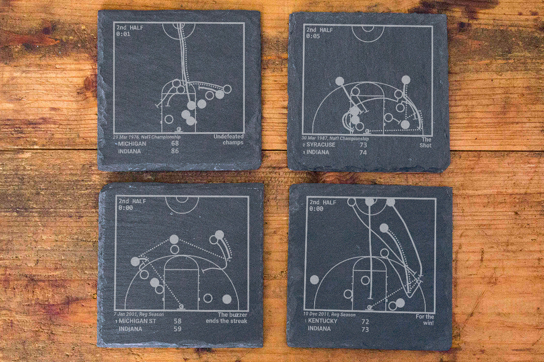 Indiana Basketball Greatest Plays: Slate Coasters (Set of 4)
