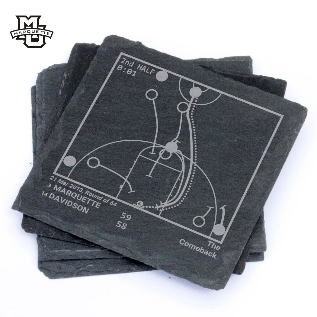 Marquette Basketball Greatest Plays: Slate Coasters (Set of 4)