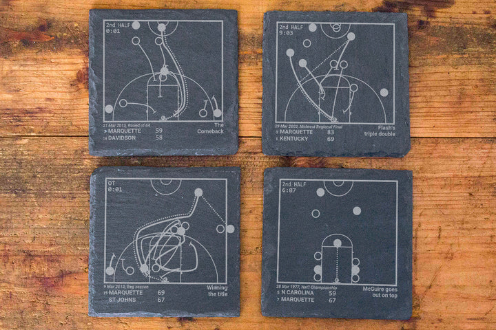 Marquette Basketball Greatest Plays: Slate Coasters (Set of 4)