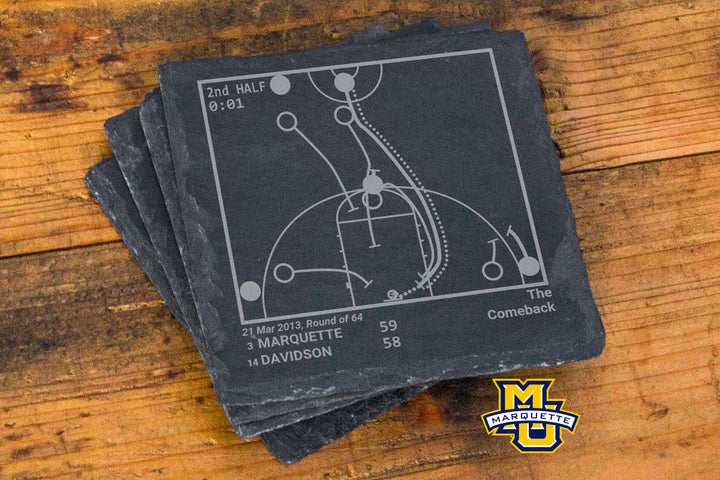 Marquette Basketball Greatest Plays: Slate Coasters (Set of 4)